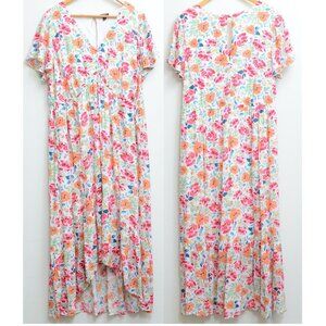 Torrid Size 1 (1X) Floral Hi-low Flutter Sleeve Midi Plus Dress Spring Summer